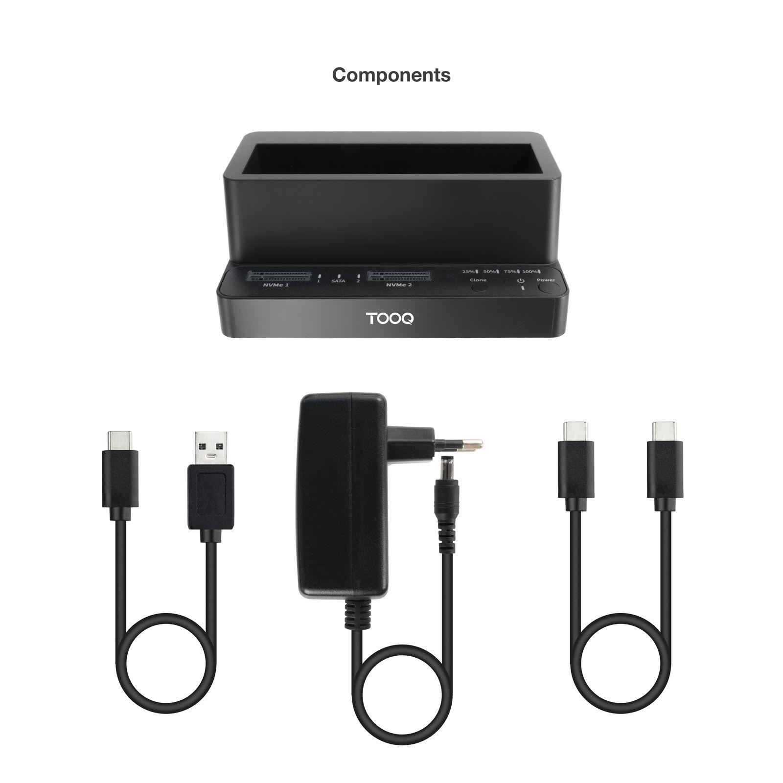 Base de Acoplamento TOOQ TQDS-502B (2,5, 3,5, M.2 - PCI Express, SATA - Preto) — miniatura 7