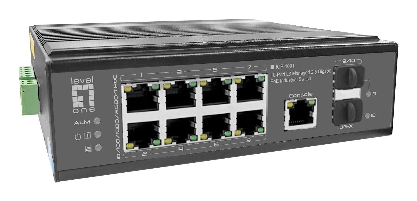 Switch Industrial Gerido LEVELONE IGP-1091 (2.5G Ethernet - 100/1000/2500 Mbit/s - 120 Gbit/s - Preto), miniatura 4
