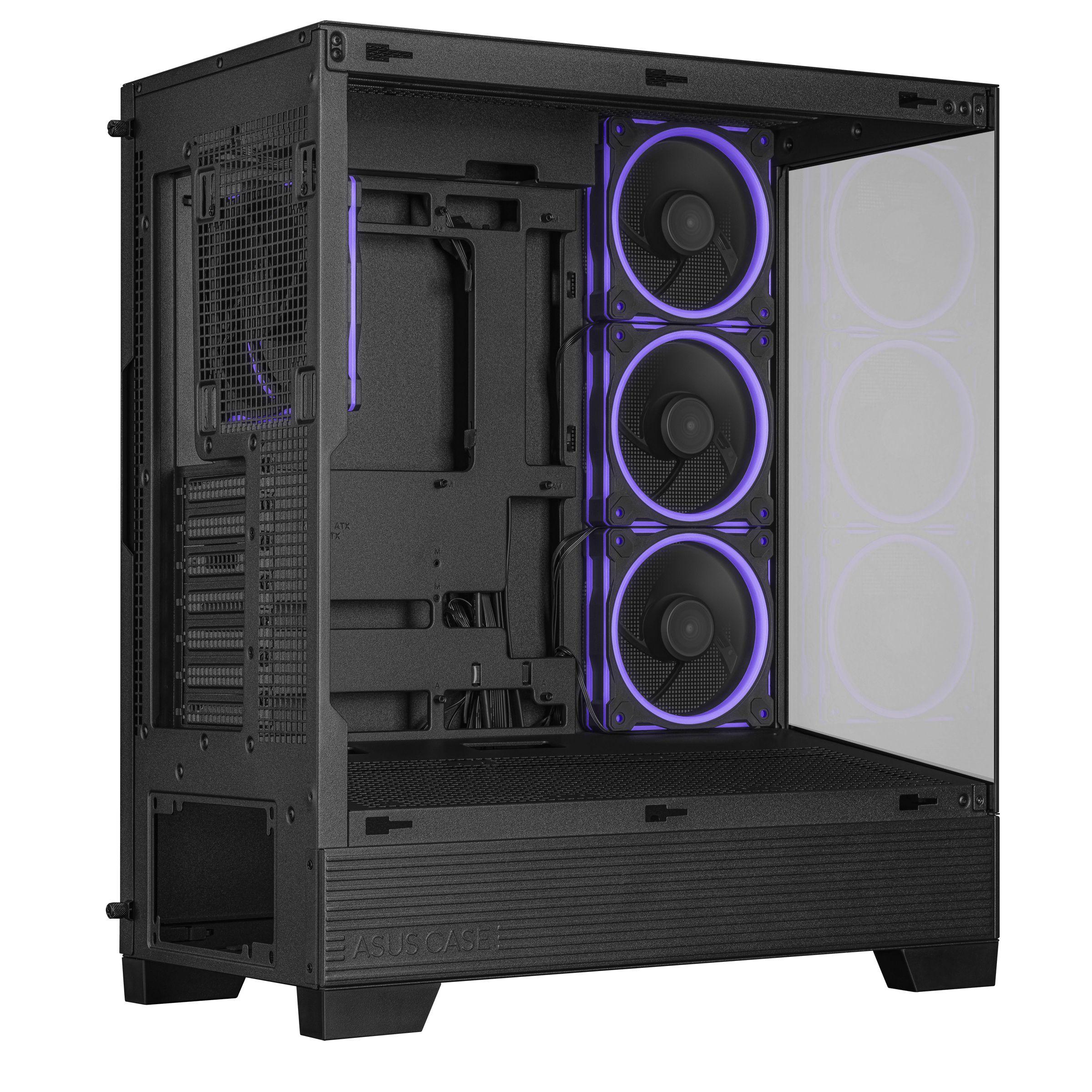 Caixa PC ASUS A31 Plus TG ARGB (ATX, micro ATX, Mini-ITX - Midi Tower - Metal - Preto) — miniatura 3