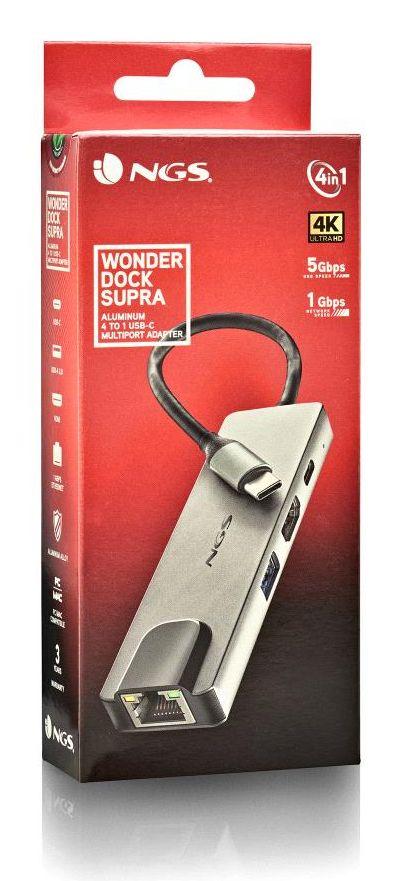 Hub USB-C NGS WonderDock Supra (USB 2.0 Tipo C - Cinzento/Preto) — miniatura 6