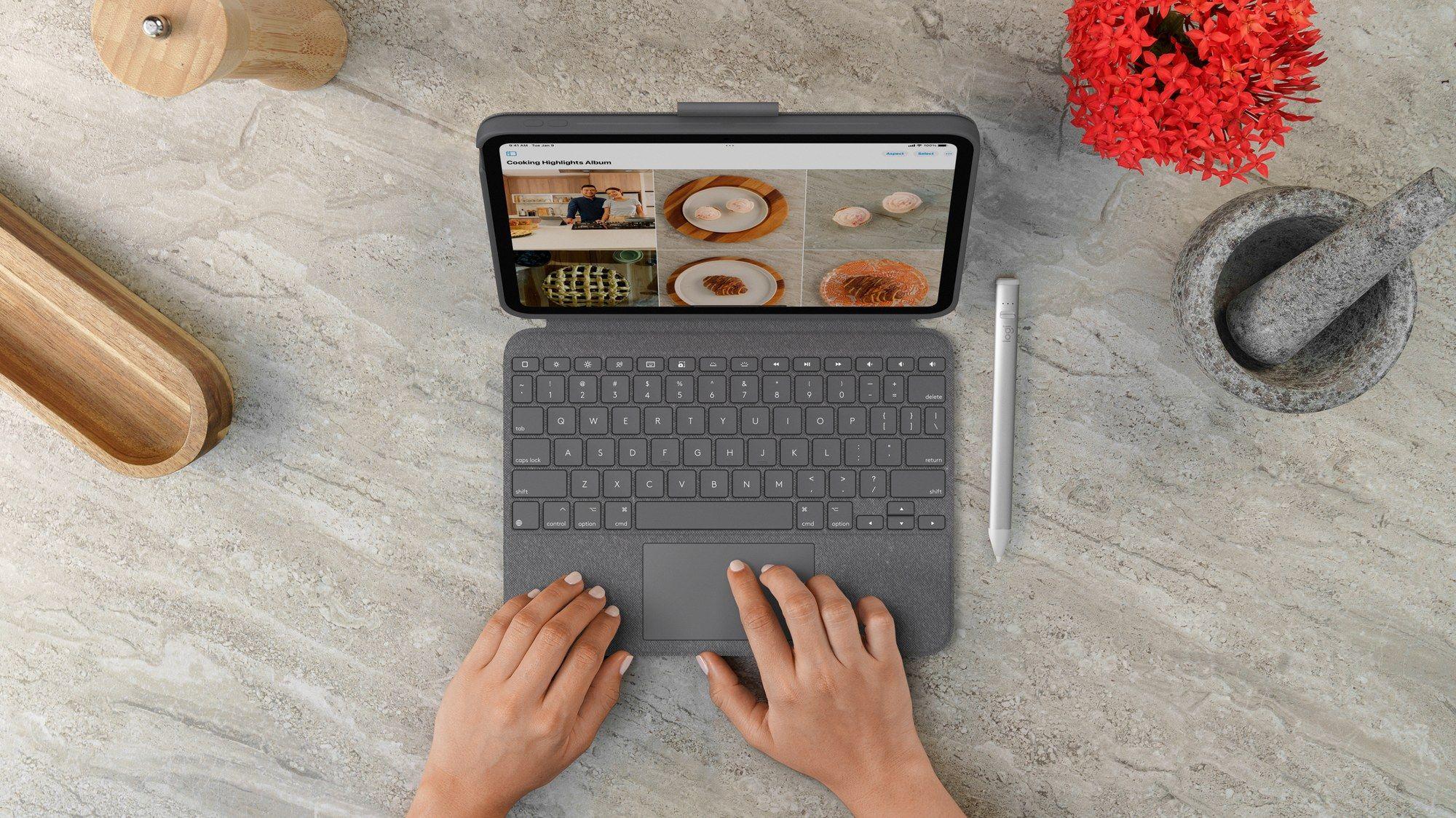 Teclado LOGITECH Combo Touch (Nórdico - Smart Connector - Acoplamento - Cinzento Oxford), miniatura 8