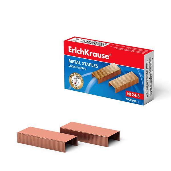 Caixa de 1000 Agrafos ERICHKRAUSE 7143 (Arame de aço revestido a latão - Cobre)