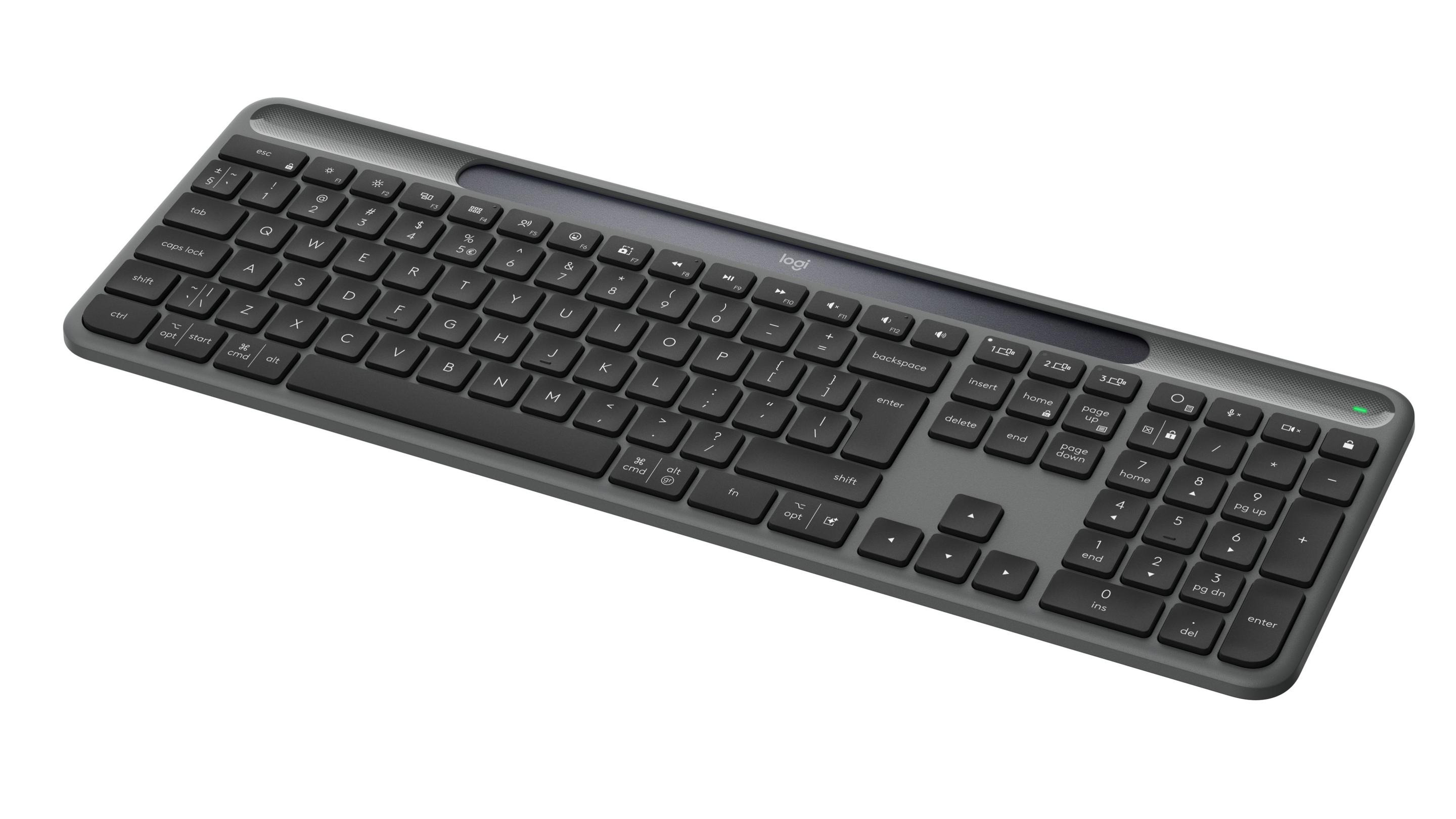 Teclado LOGITECH Signature Slim Solar+ K980 (Reino Unido Internacional - RF Wireless+Bluetooth - Sem fios - Grafite) — miniatura 3