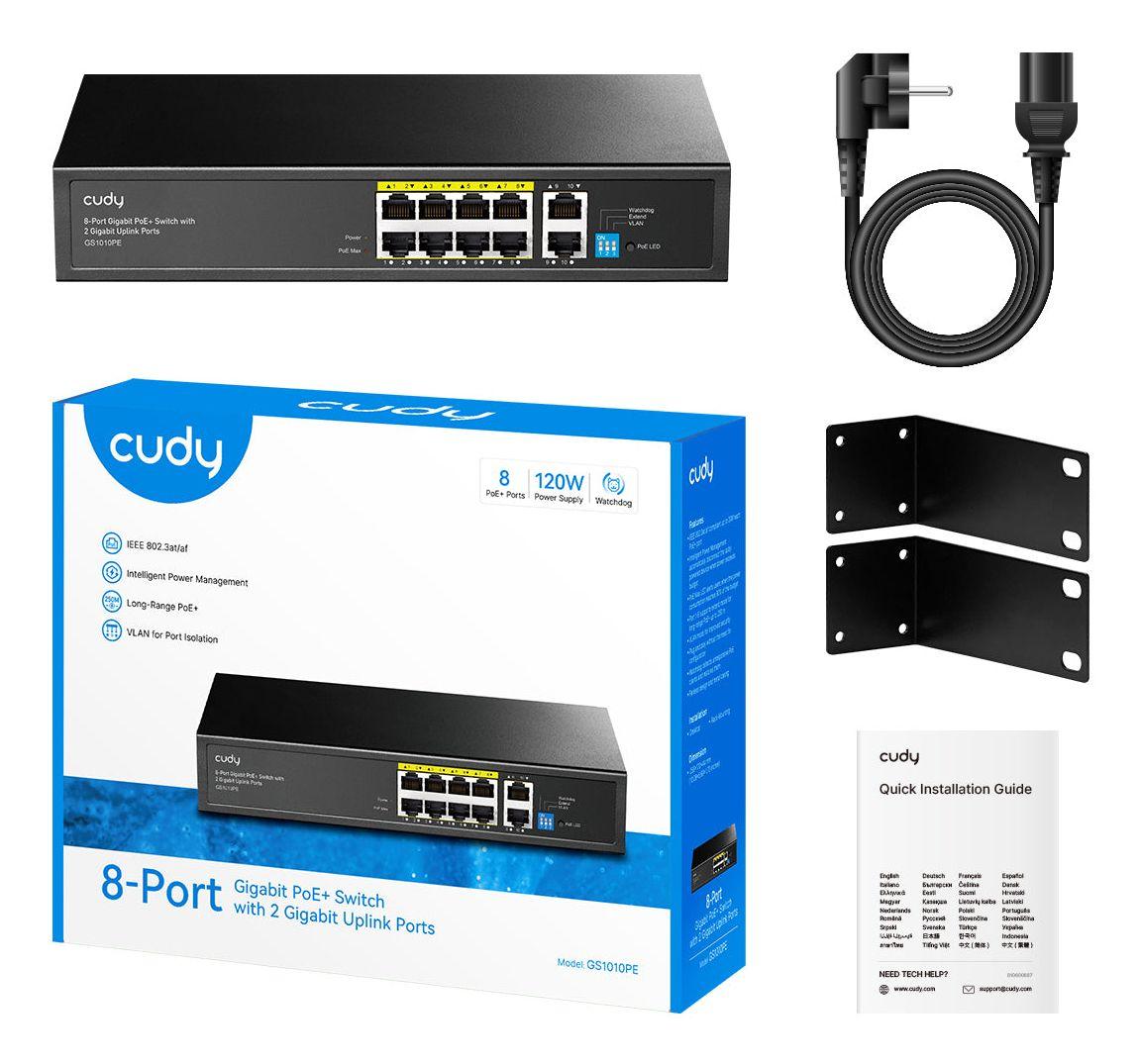 Switch CUDY GS1010PE (Gigabit Ethernet - 10,100,1000 Mbit/s - 0,25 MB - Preto), miniatura 2