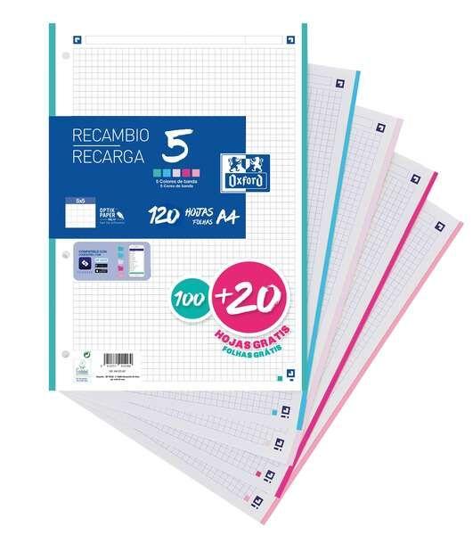 Recarga de Papel Quadriculado OXFORD Touch Dot (A4 - Cores pastel)