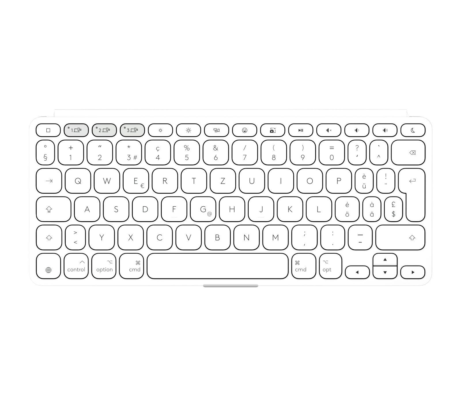 Teclado LOGITECH Keys-To-Go 2 (Alemão - Teclas tesoura - Mini - Cinzento Claro) — miniatura 3