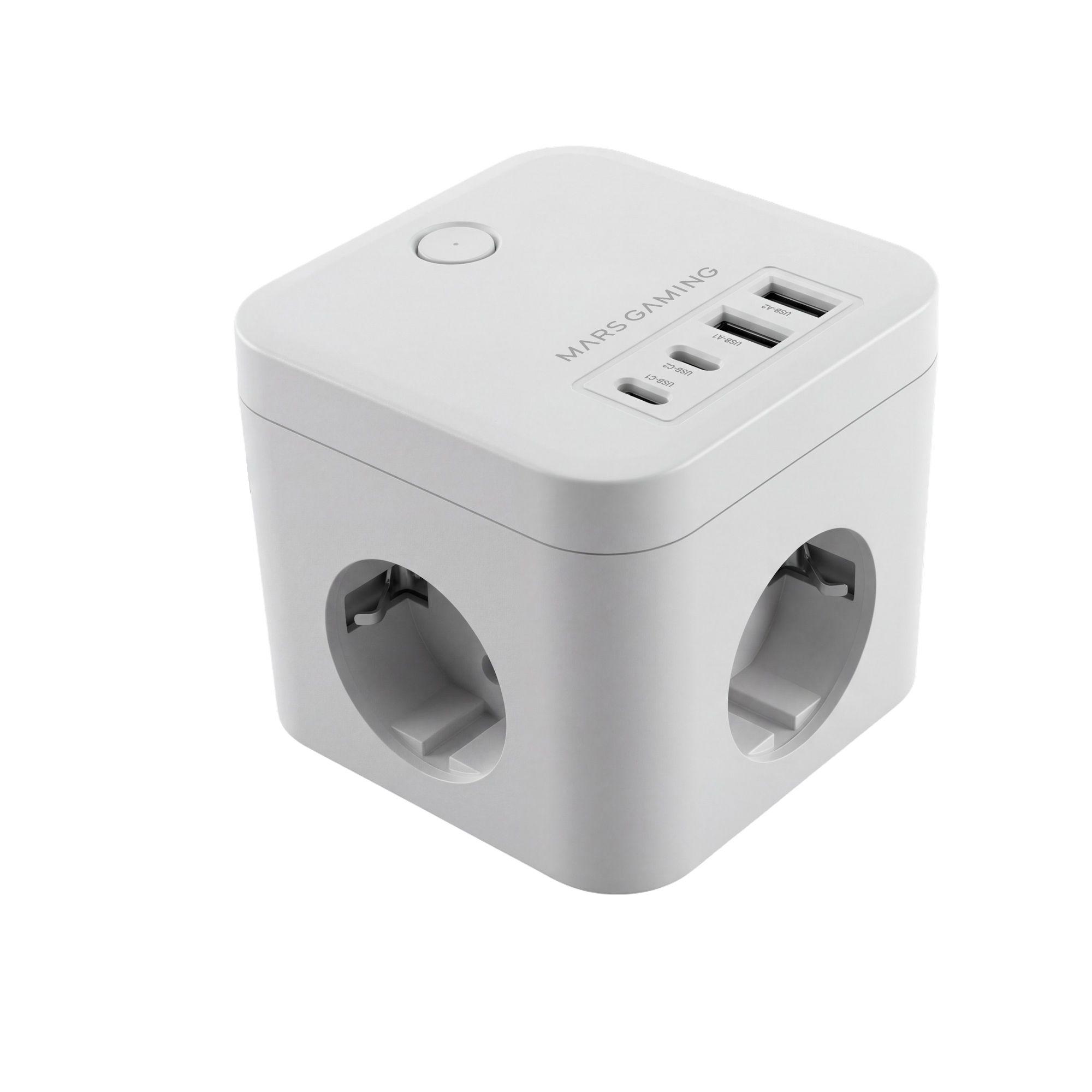 Cubo de Tomadas com Carregador USB MARS GAMING MDCUBE35W (Branco), miniatura 3