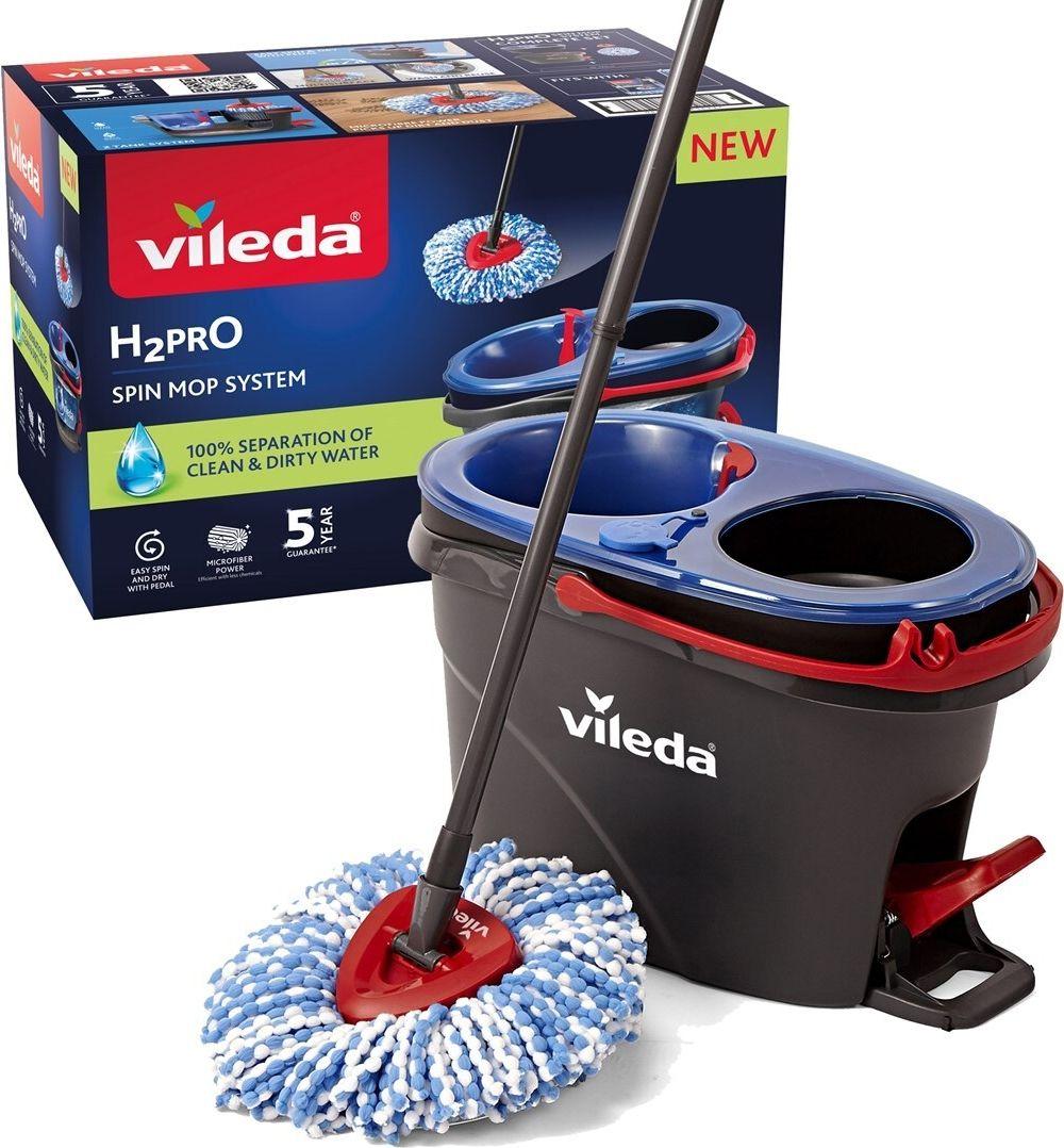 Conjunto de Esfregona Rotativa VILEDA H2PrO Spin Mop System (Altura 26 cm - Preto/Vermelho)