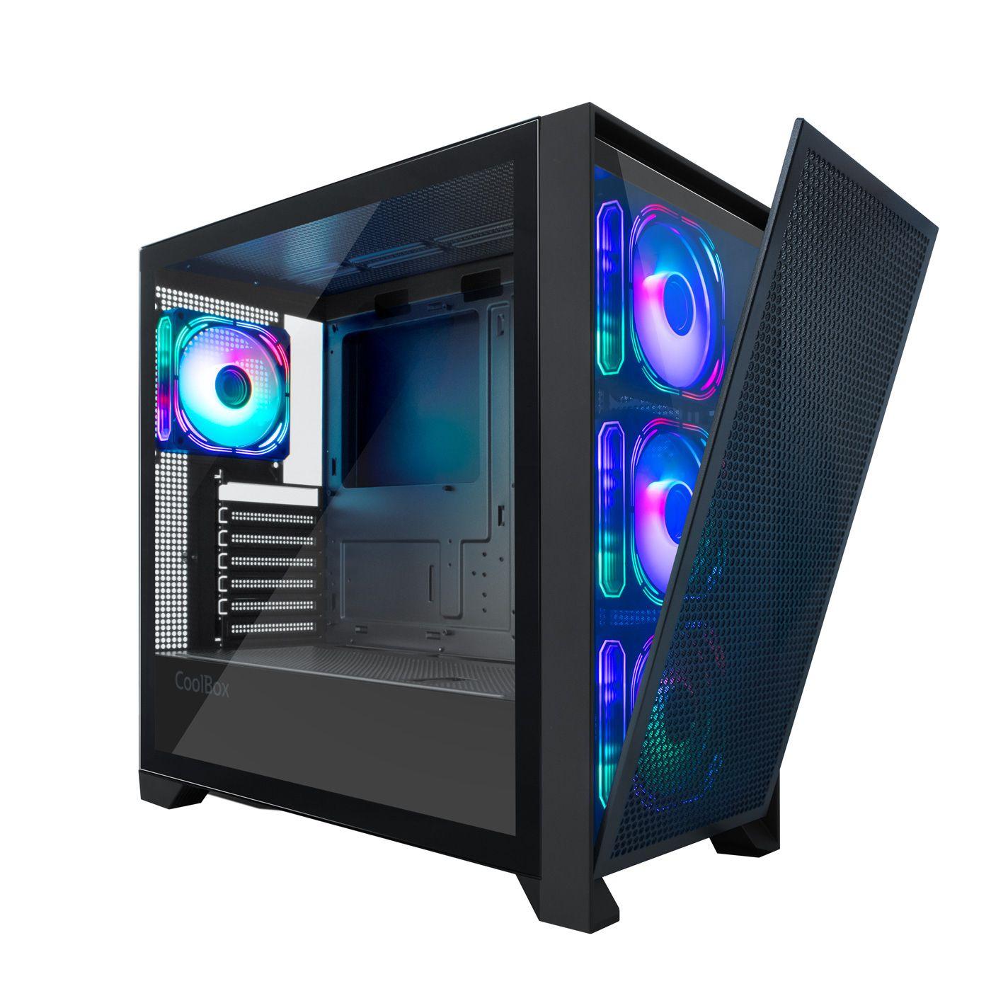 Caixa de PC COOLBOX GE2000 DualView (ATX, Micro ATX, Mini-ITX - Torre - SGCC, vidro temperado - Preto)