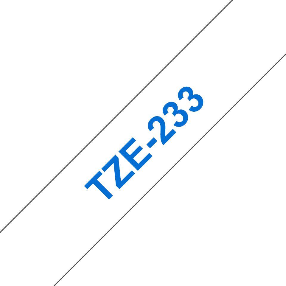Fita de Impressão Laminada BROTHER TZe-233 (Azul sobre Branco)