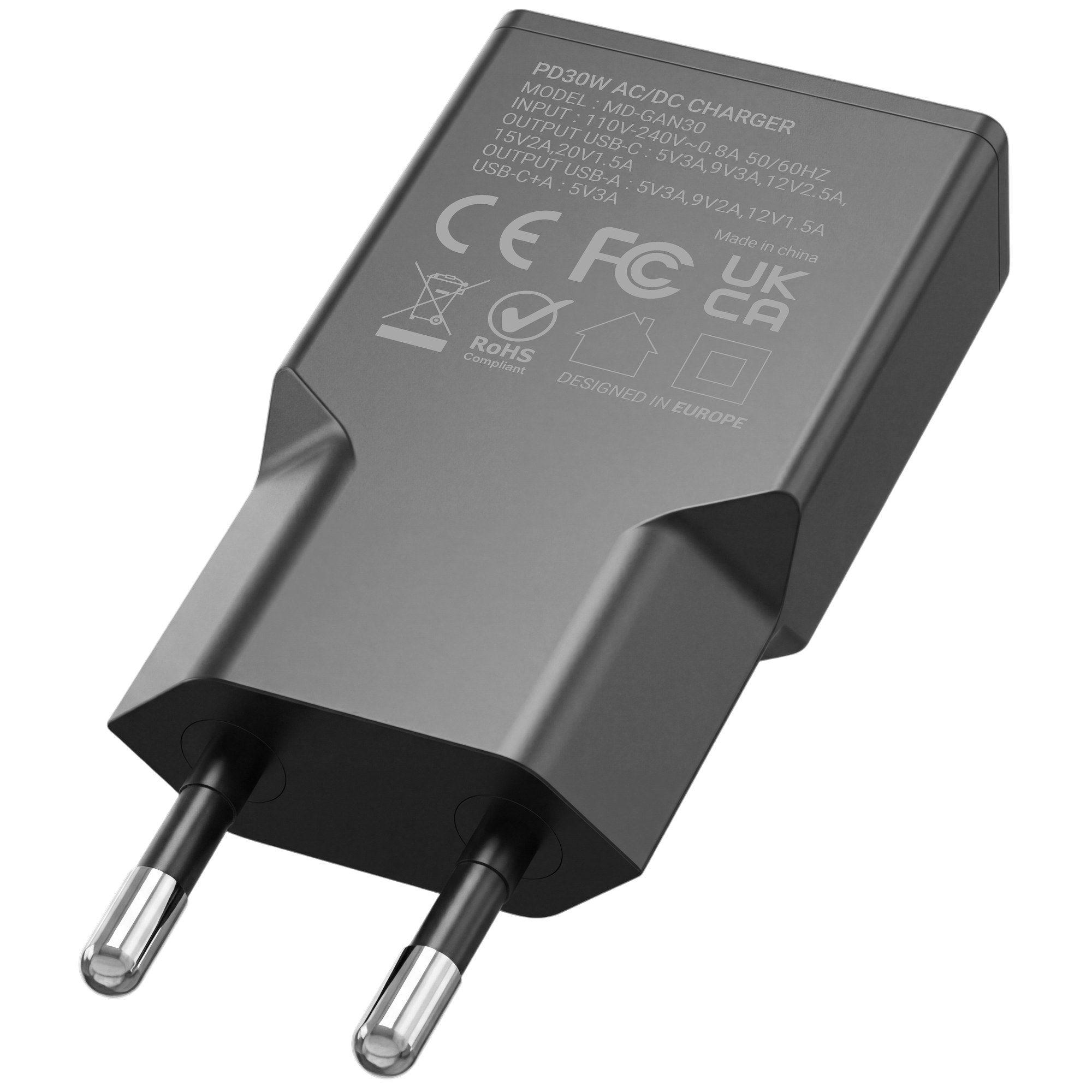 Carregador de Parede MARS GAMING MD-GAN30 (30 W - PD 3.0, QC 3.0 - GaN - Preto), miniatura 2