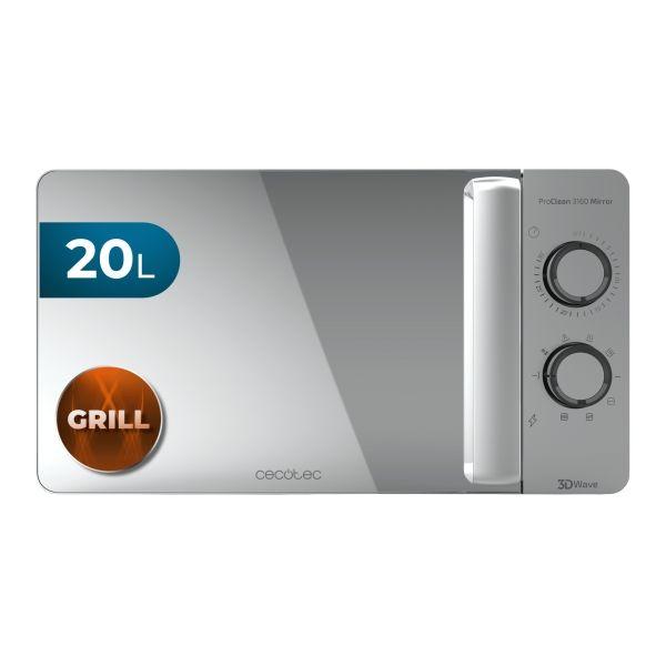 Micro-ondas com Grill de Bancada CECOTEC Proclean 3160 Mirror (700 W - 800 W - 20 l - Cinzento)