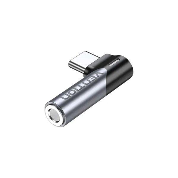 Adaptador de Áudio VENTION BGWH0 (USB-C macho em ângulo reto - Jack de 3,5 mm fêmea - Cinza) — miniatura 2