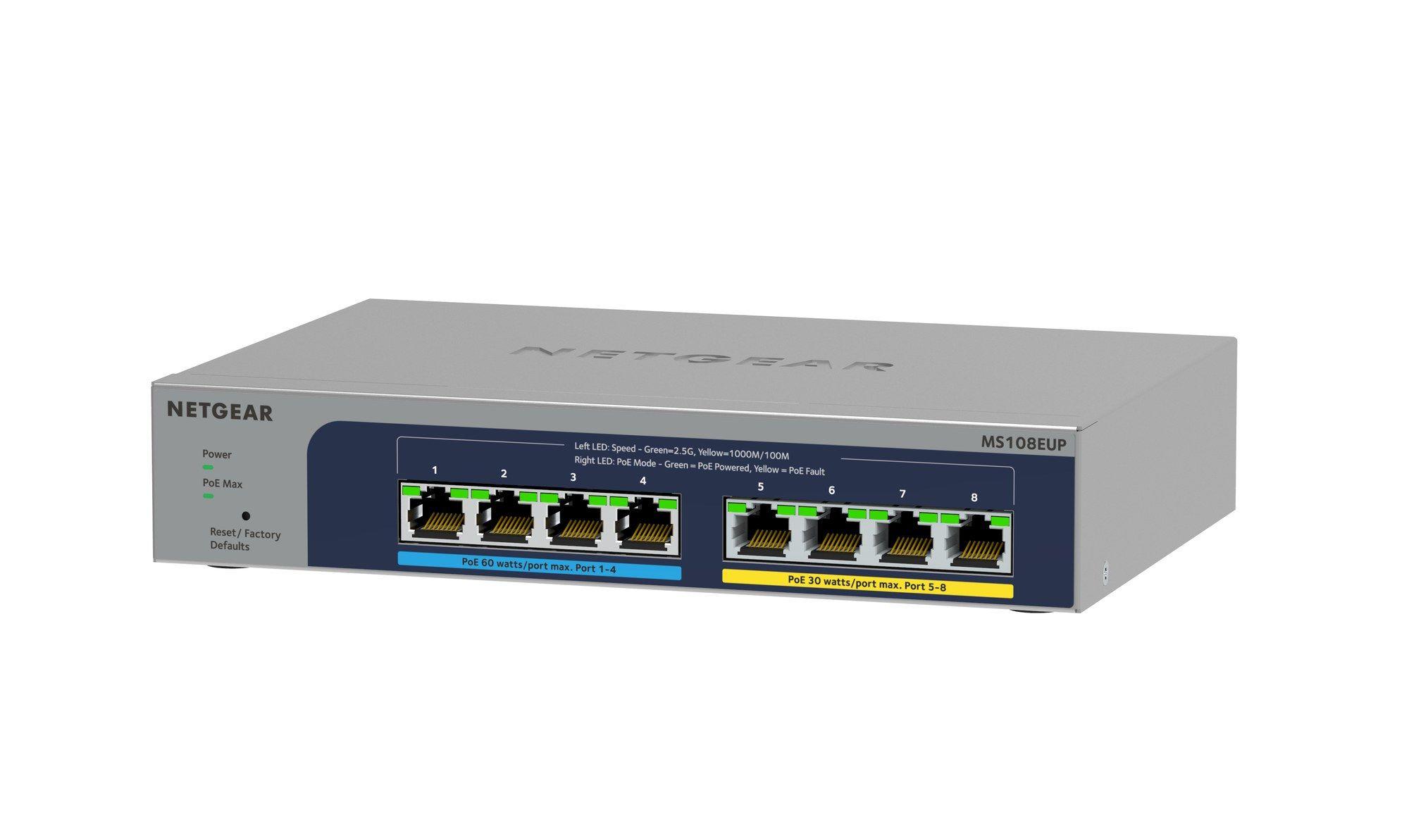 Switch Gerido NETGEAR MS108EUP-100EUS (2.5G Ethernet - 1,5 MB - 40 Gbit/s - Cinzento) — miniatura 2
