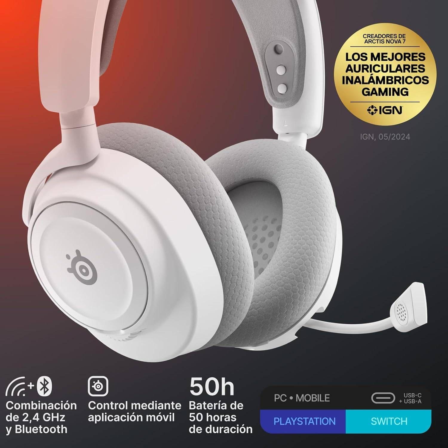 Headset Gaming STEELSERIES Arctis Nova 7 Gen 2 (Binaural - Sem fios - Circum-aural - Branco) — miniatura 4