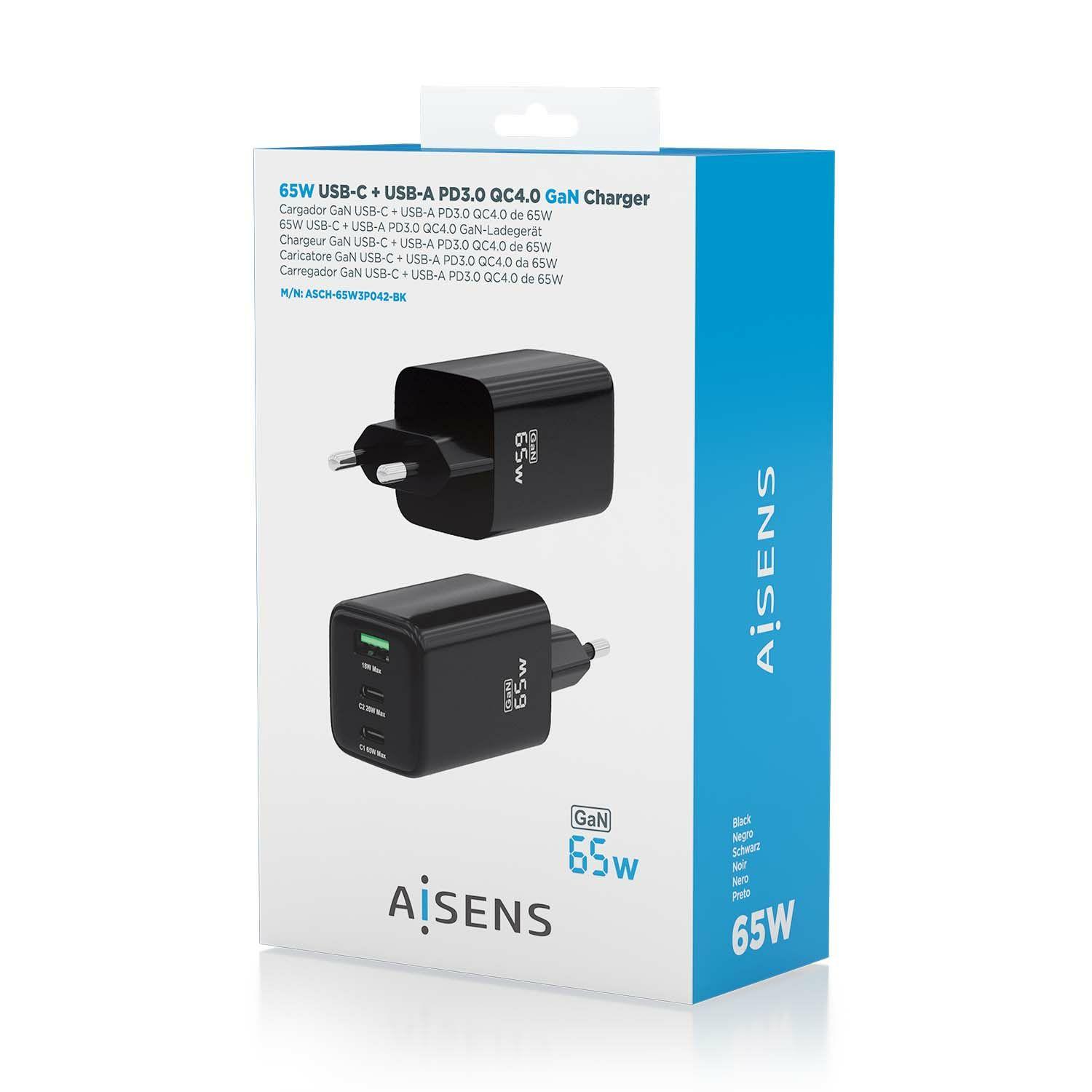 Carregador de Parede AISENS ASCH-65W3P042-BK (65 W - Preto), miniatura 6