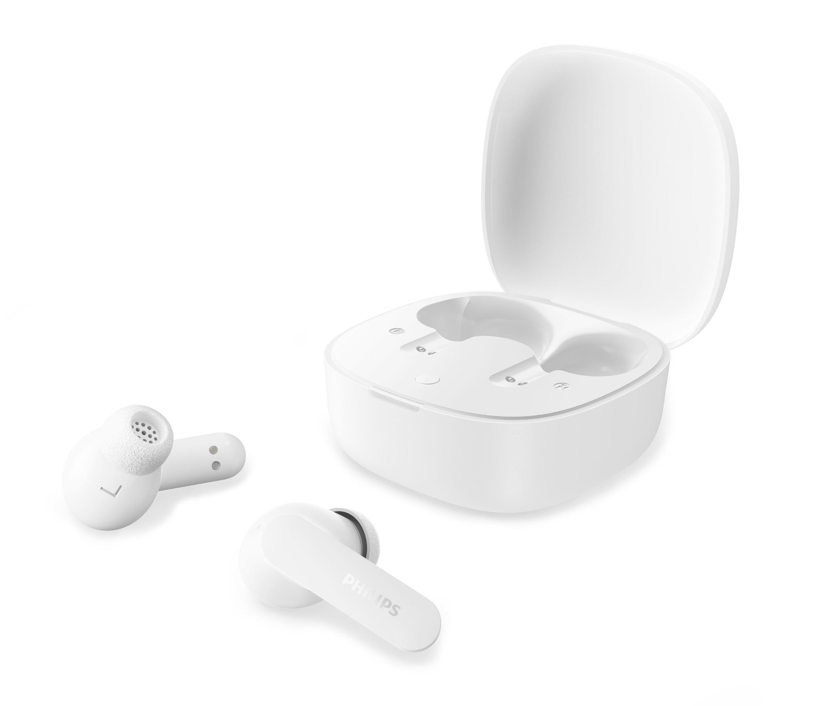 Auscultadores PHILIPS TAT2100WT/00 (Binaural - True Wireless Stereo - Intra-aural - Branco)