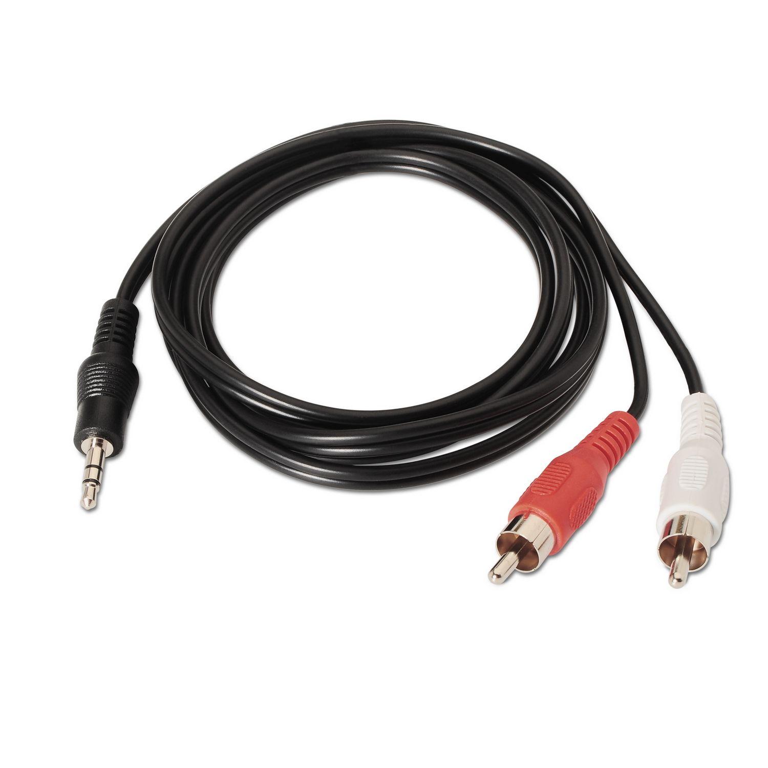 Cabo de Áudio Estéreo AISENS A128-0148 (3 m - 3,5 mm - 2 x RCA - Preto) — miniatura 2