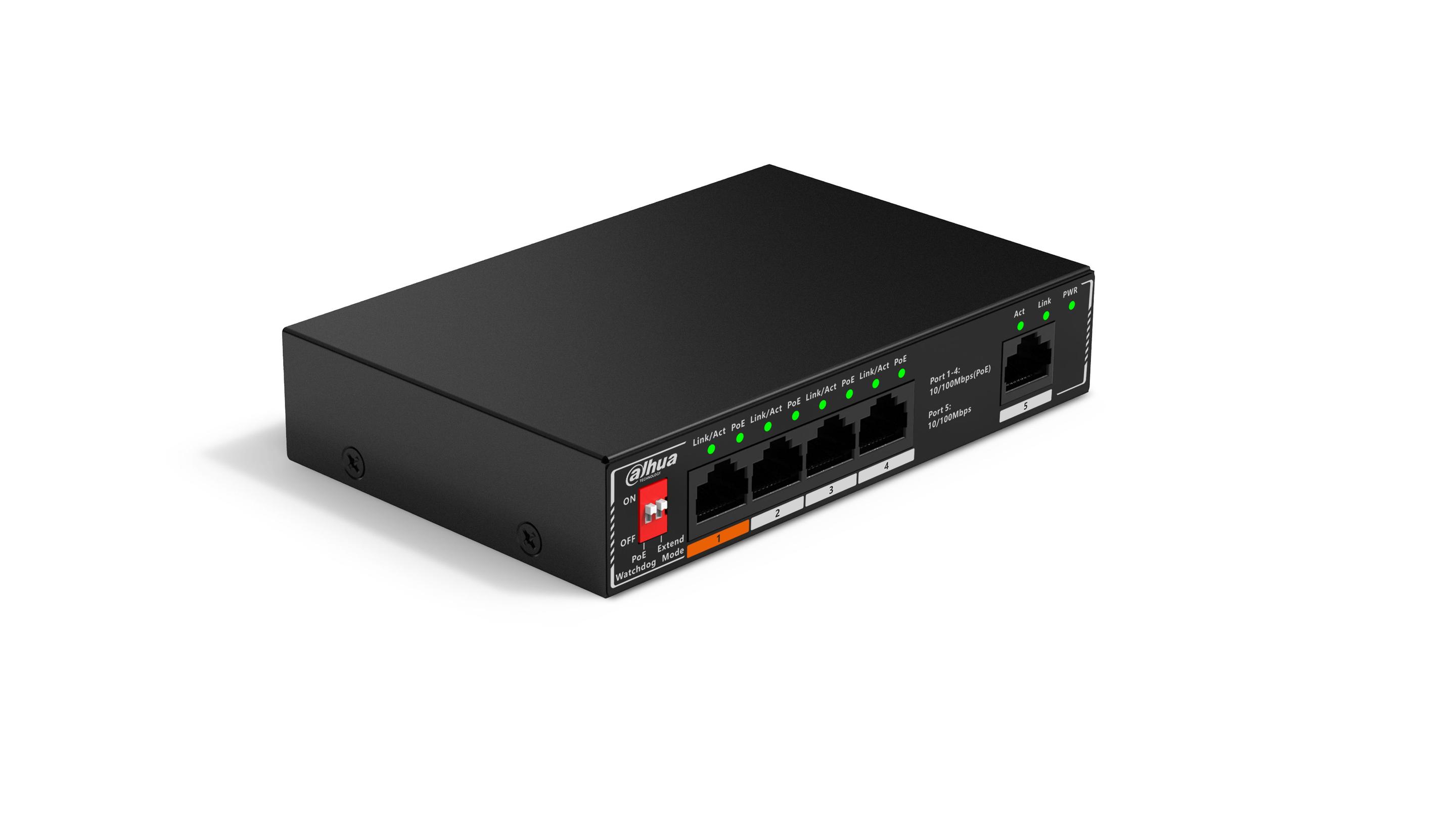 Switch DAHUA DH-SF1005P (Fast Ethernet - 10,100 Mbit/s - 0,125 MB - Preto)
