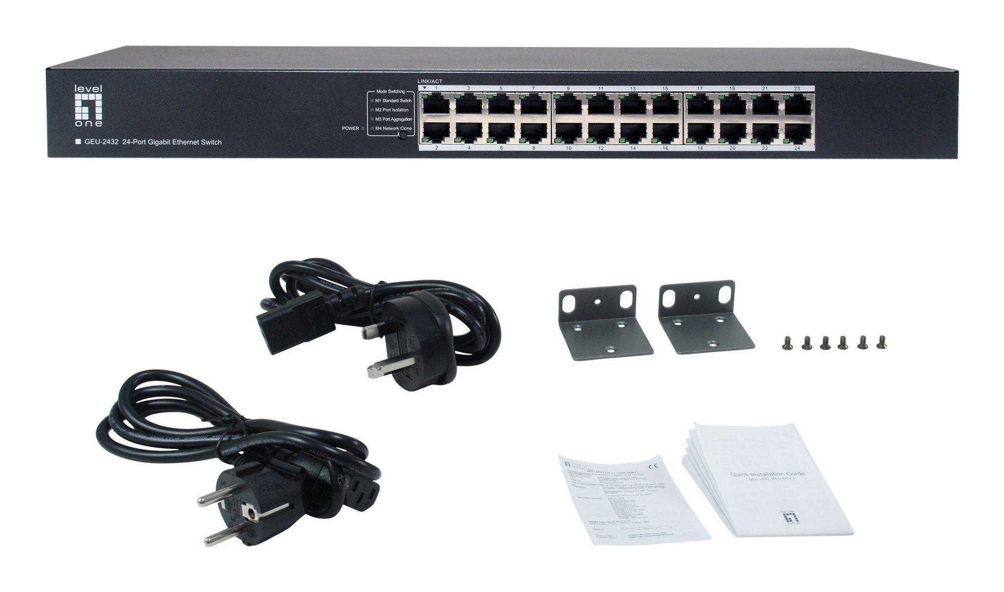 Switch LEVELONE GEU-2432 (Gigabit Ethernet - 10, 100, 1000 Mbit/s - 4,1 MB - Cinzento), miniatura 6