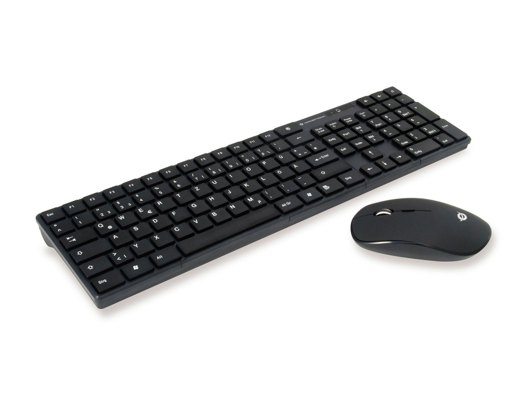 Conjunto de Teclado e Rato CONCEPTRONIC ORAZIO01DE (Alemão - Tamanho completo - RF Wireless - Preto)
