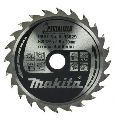 Lâmina para Serra Circular MAKITA B-33629 SPECIALIZED (136 mm - 20 mm de furo - 24 dentes), miniatura 2