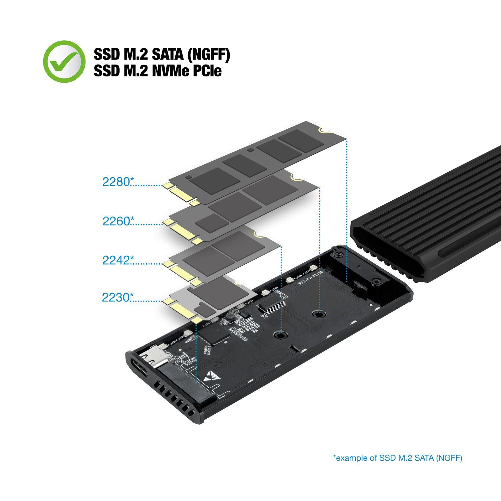 Caixa Externa SSD M.2 TOOQ Shinobi TQE-2222B (2 TB - PCI Express, SATA NVMe - Preto) — miniatura 3