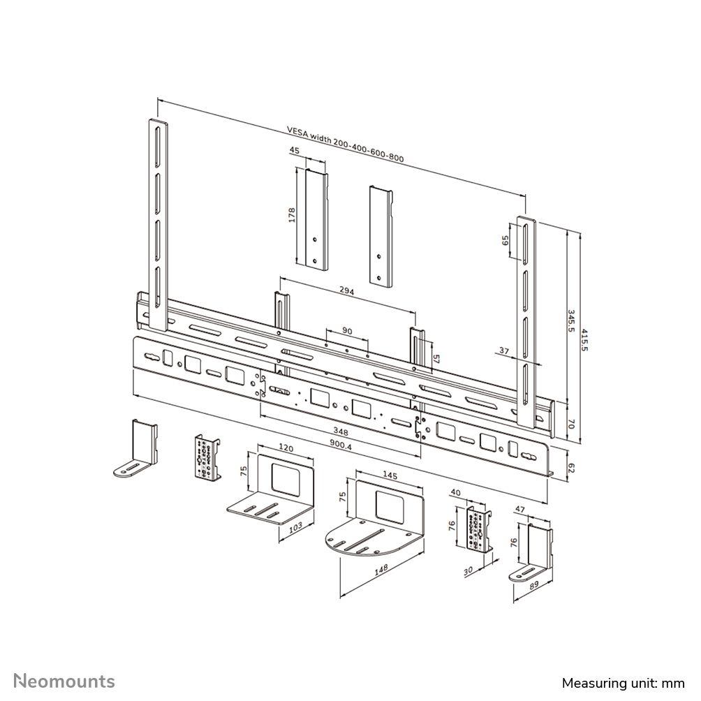 Suporte para Videobar NEOMOUNTS AV30-500BL (800 x 600 mm - 200 x 200 mm - 2,79 m - Preto), miniatura 17