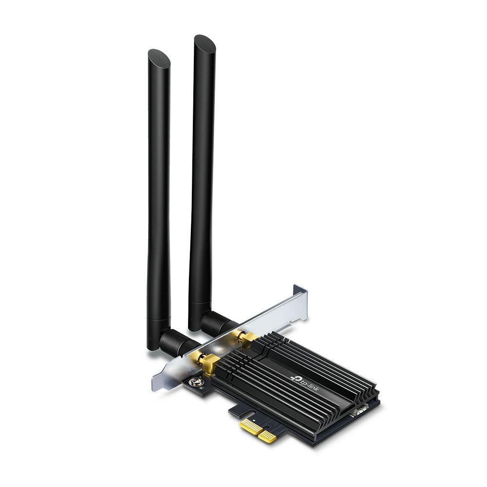 Placa de Rede PCIe TP-LINK Archer TX50E (Wi-Fi 6 - 2402 Mbit/s - Banda dupla - Preto e Metálico)