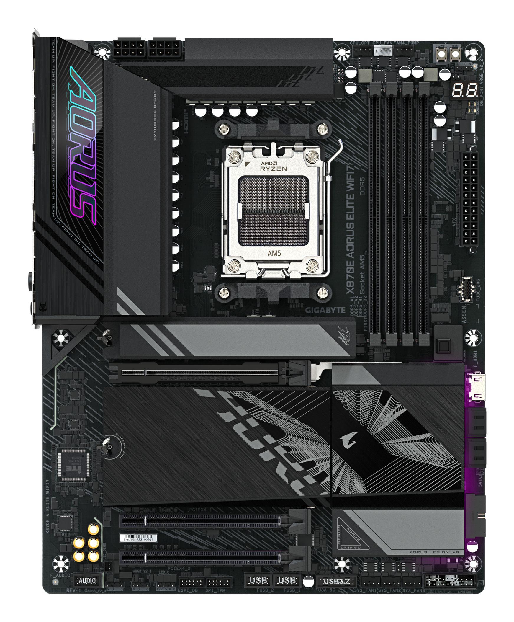 Motherboard GIGABYTE X870E AORUS ELITE WIFI7 (AM5 - ATX - Duplo canal - Preto), miniatura 2