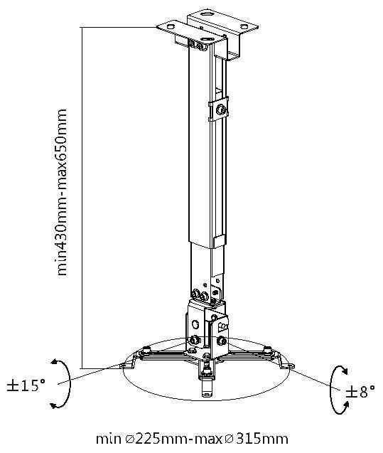 Suporte de Parede/Teto para Projetor EQUIP 650703 (20 kg - Parede - -15-15° - Branco), miniatura 5