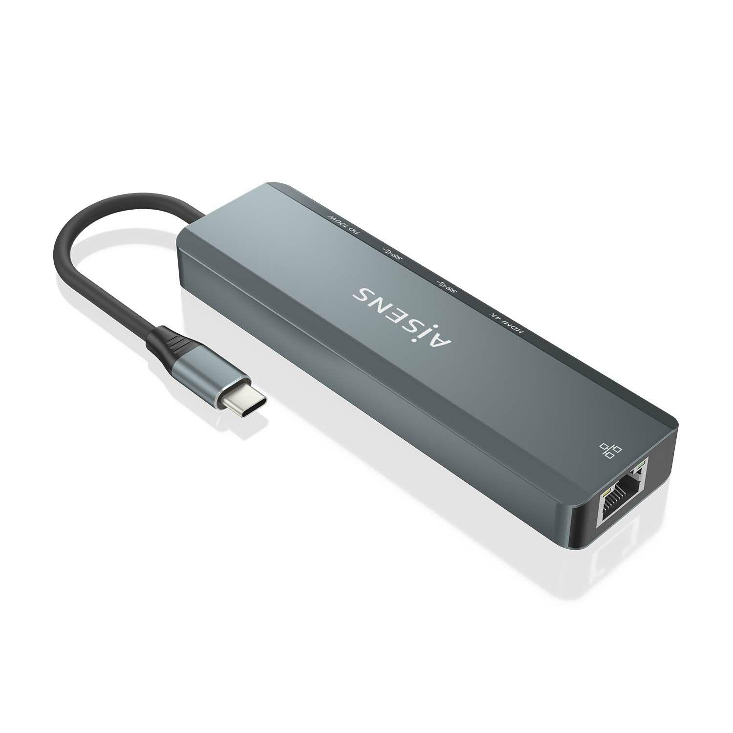 Hub USB-C AISENS ASUC-5P011-GR (0,15 m - Cinzento), miniatura 3