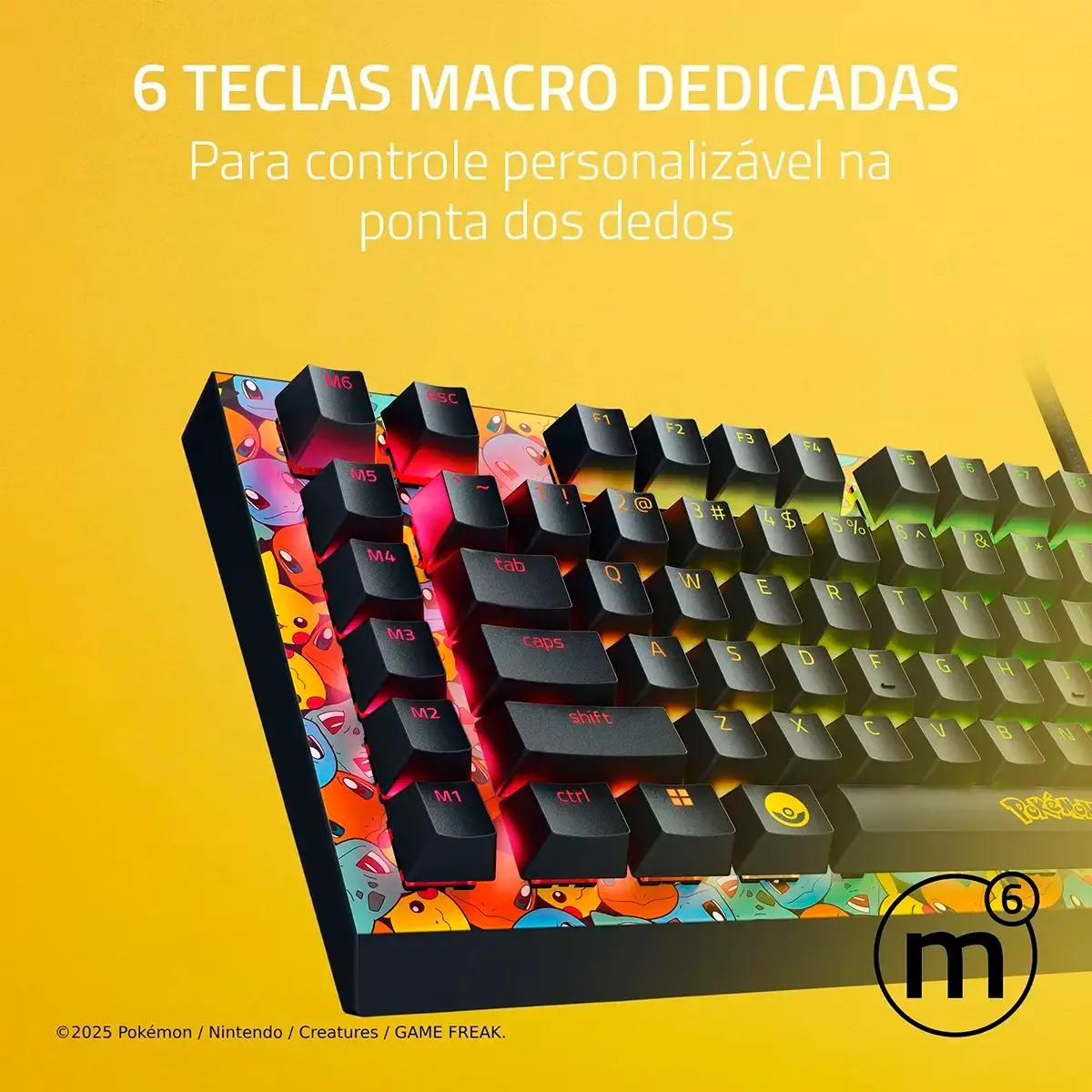 Teclado RAZER BlackWidow V4 X Pokémon Kanto Starters (Inglês - Mecânico - Tamanho completo - Preto) — miniatura 5