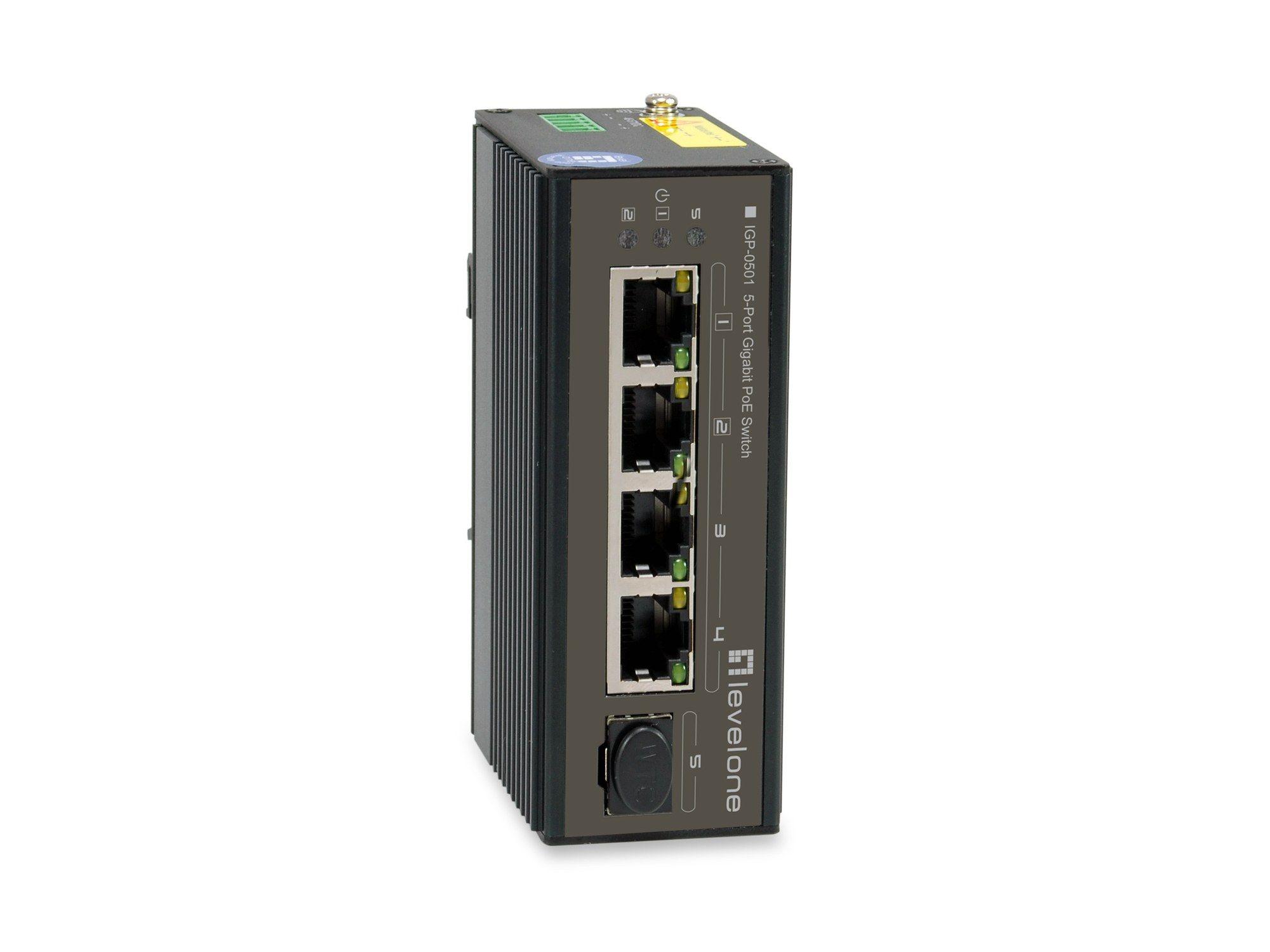 Switch de Rede LEVELONE IGP-0501 (4x RJ45 Gigabit Ethernet - Gigabit Ethernet - 10/100/1000 Mbps - Preto), miniatura 2