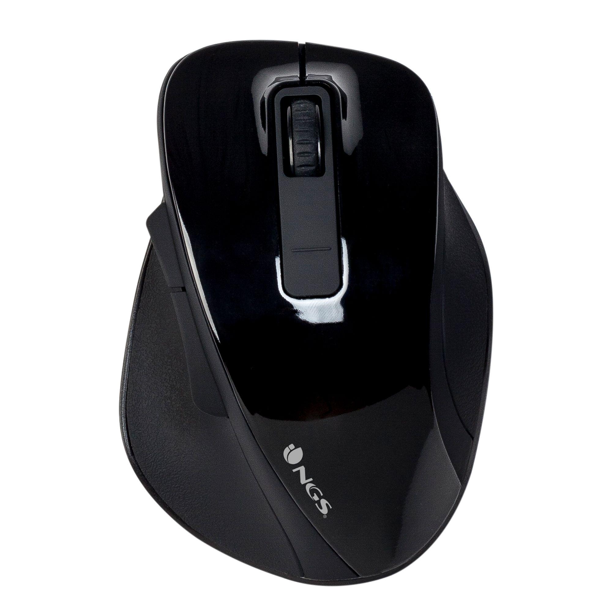 Rato NGS Bow (Mão direita - 1600 DPI - Ótico - Preto)