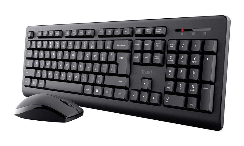Conjunto de Teclado e Rato TRUST Primo (Inglês - Membrana - Tamanho completo - Preto)