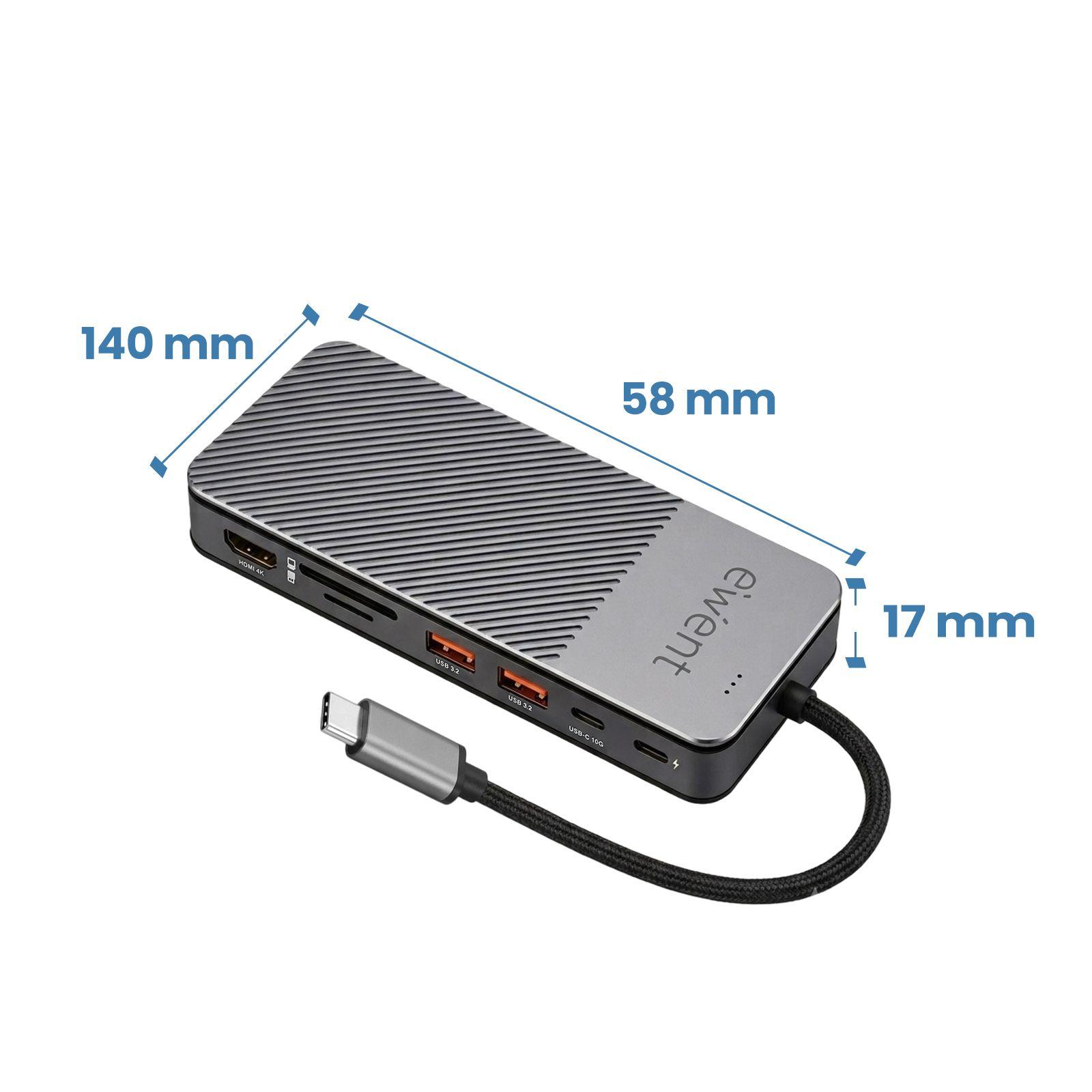 Hub USB-C EWENT EW1156 (0,18 m - Alumínio) — miniatura 3