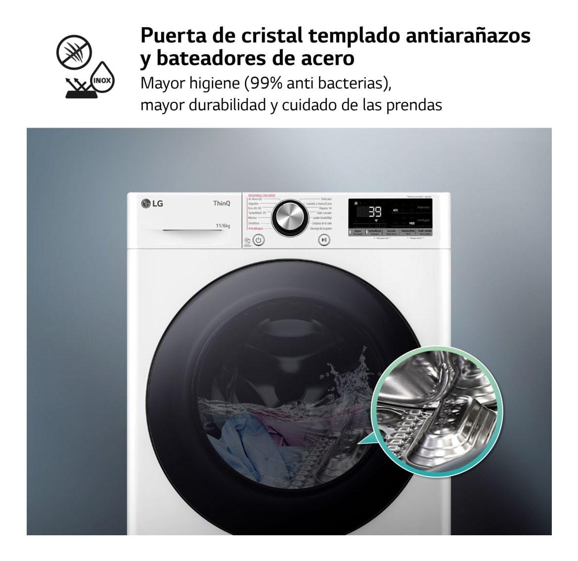 Máquina de Lavar e Secar Roupa Independente LG F4DR7011AGW (A - 11 kg - 6 kg - Branco), miniatura 5