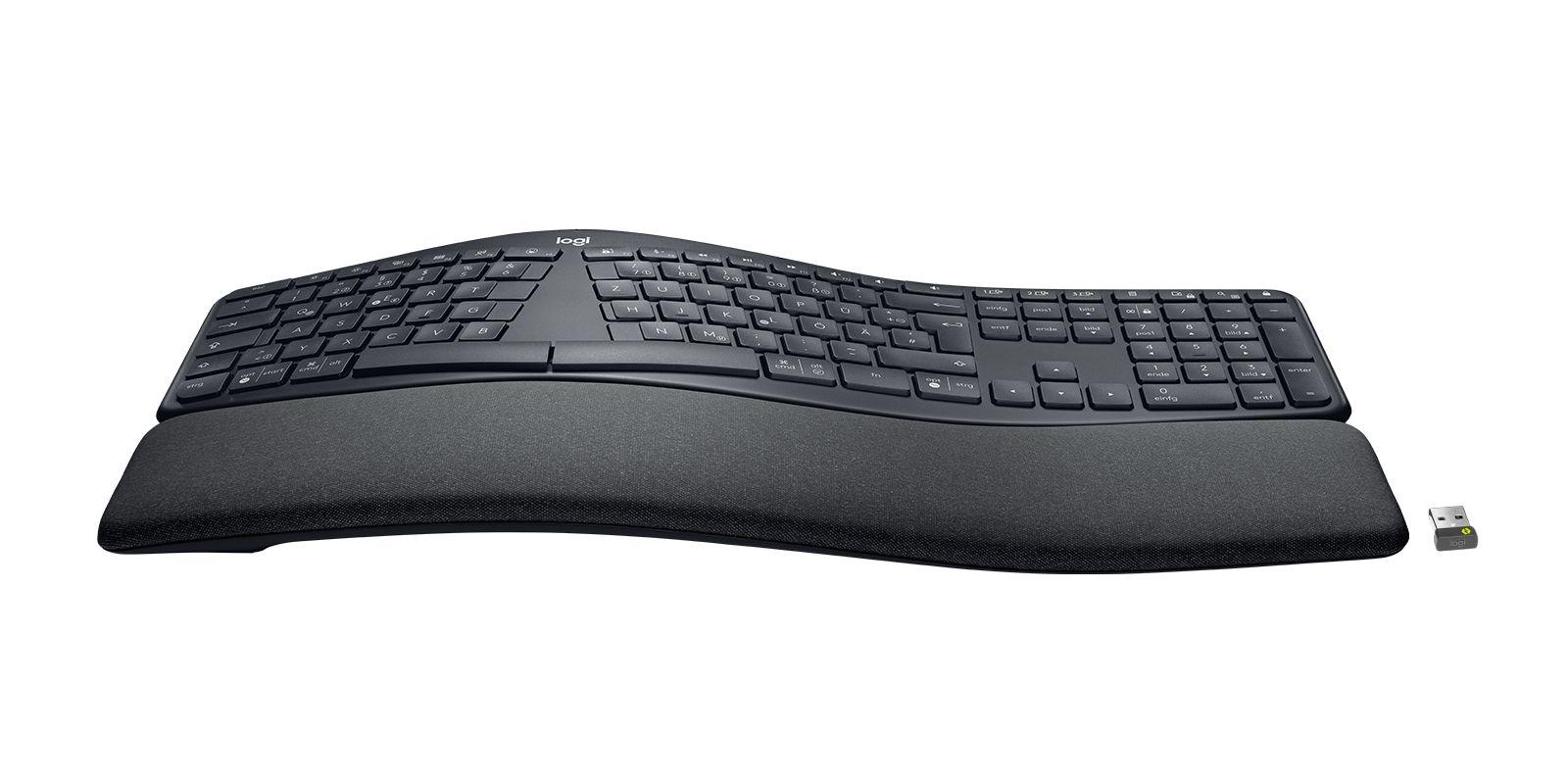 Teclado LOGITECH ERGO K860 for Business (Alemão - Teclas semi-mecânicas - Tamanho completo - Grafite)