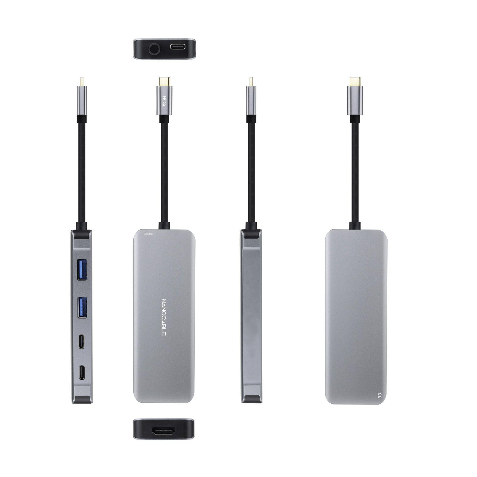Hub USB-C NANOCABLE 10.16.1006 (0,15 m - Cinzento) — miniatura 2
