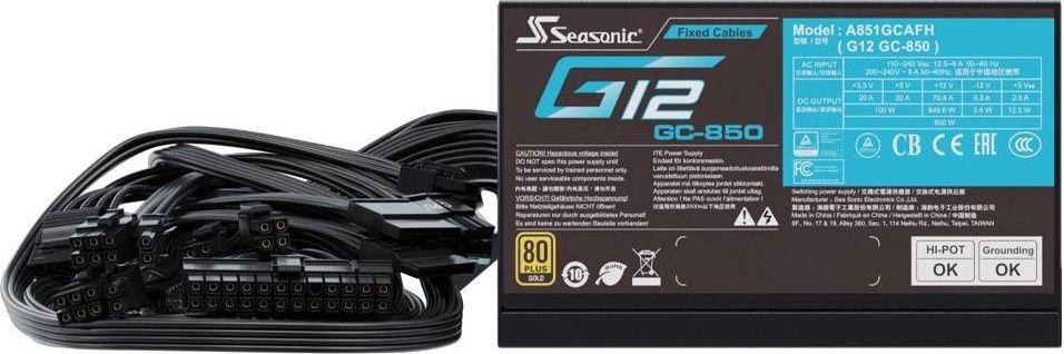 Fonte de Alimentação SEASONIC SSP-850RT2 / G12 GC-850 (ATX - 850 W - 80 PLUS Gold - Preto), miniatura 3