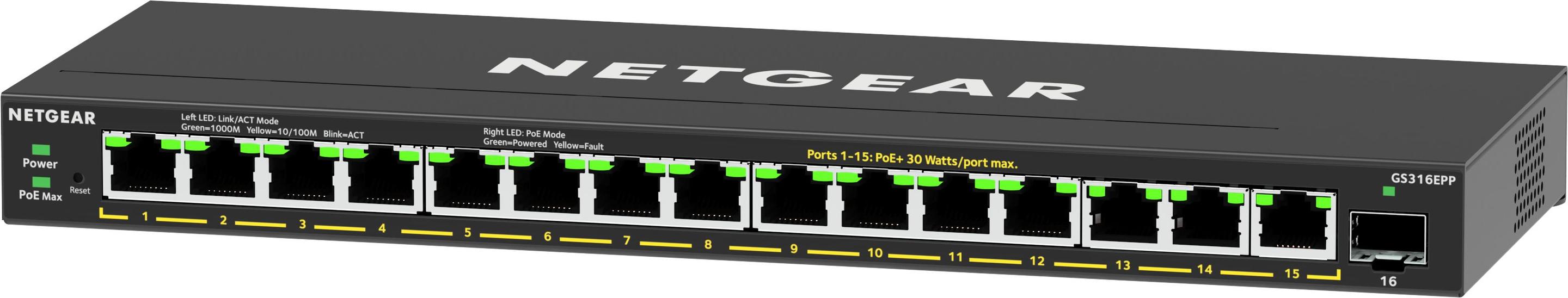 Switch NETGEAR GS316EPP-100PES (Gigabit Ethernet - 28 Gbit/s - Preto) — miniatura 2