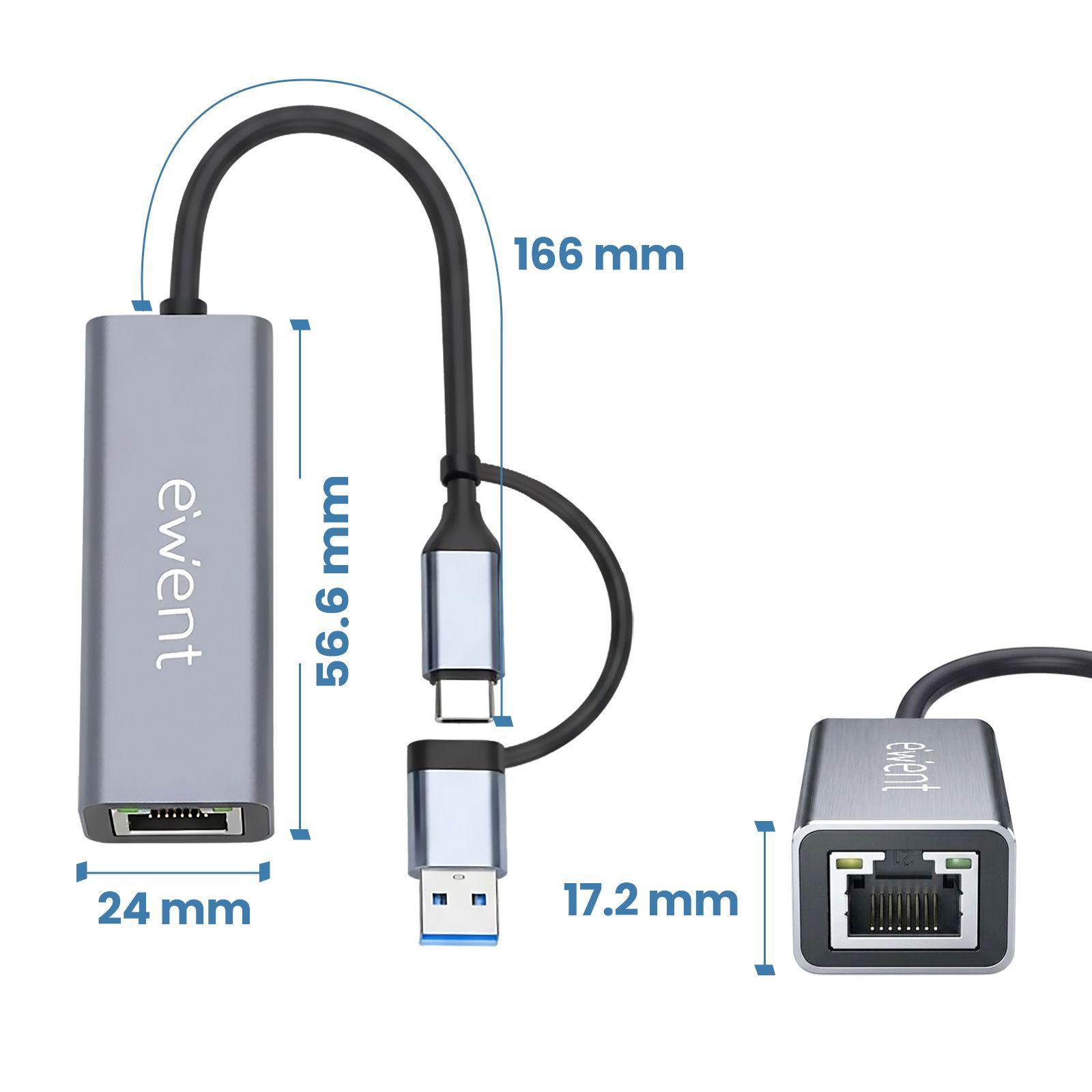 Adaptador de Rede EWENT EW9819 (0,15 m - Cinzento) — miniatura 2