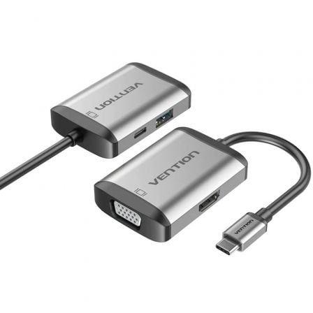Adaptador USB-C Multiporta VENTION TFAHB (0,15 m - Cinzento)