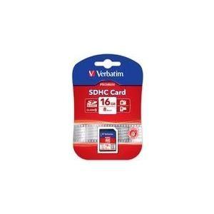 Cartão de Memória VERBATIM 43962 (16GB - Classe 10 - 10 MB/s - Preto)