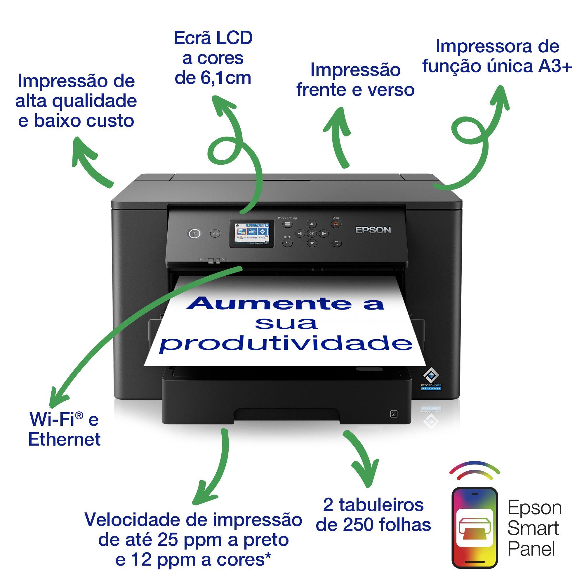 Impressora Jato de Tinta EPSON WorkForce WF-7310DTW (A3 - 250 folhas - AC - Preto) — miniatura 3