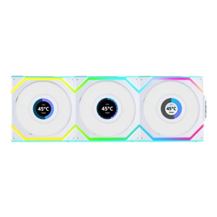Kit de 3 Ventoinhas LIAN LI UNI FAN SL120 LCD Wireless 12SLLCD1W3W (RGB multicolor - 2,64 W - Branco) — miniatura 2