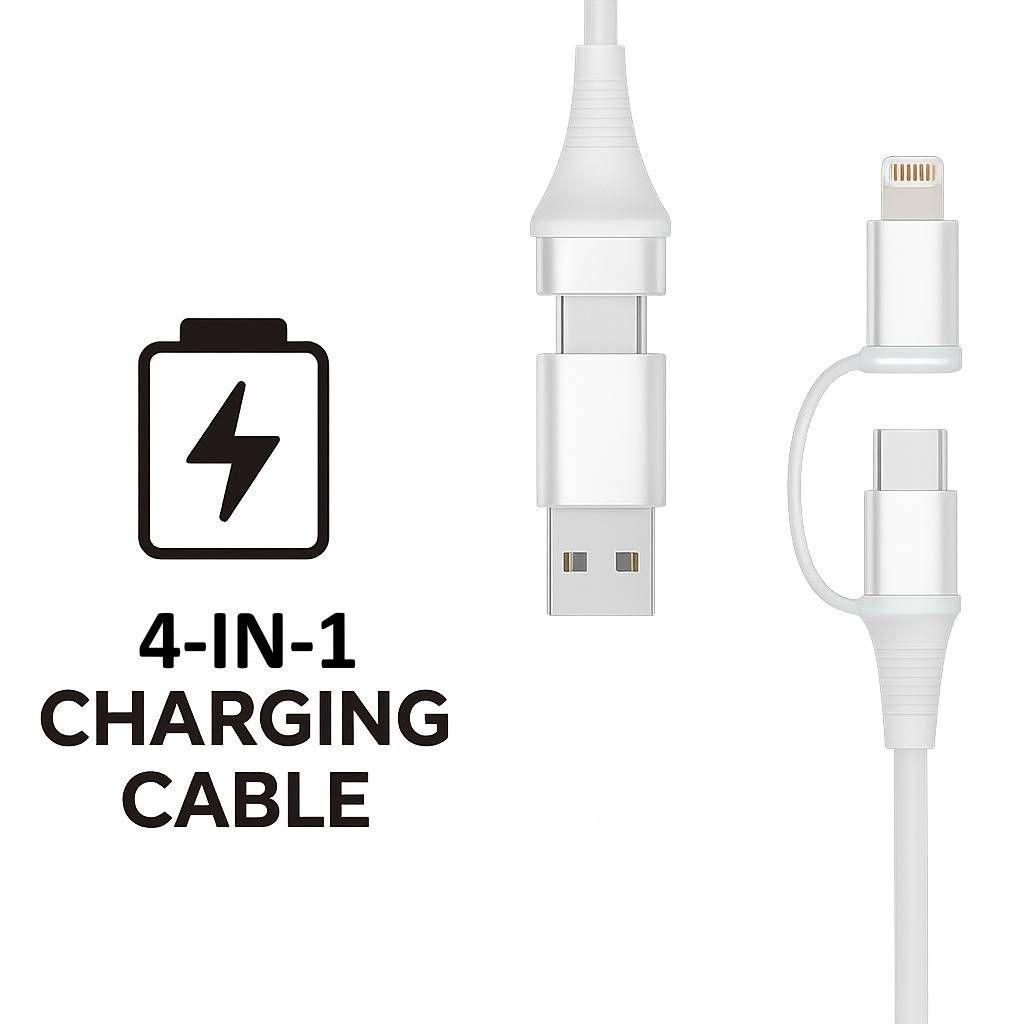 Cabo USB 4 em 1 EWENT EC1075 (1 m - USB C/Lightning - USB A/USB C - Branco) — miniatura 2