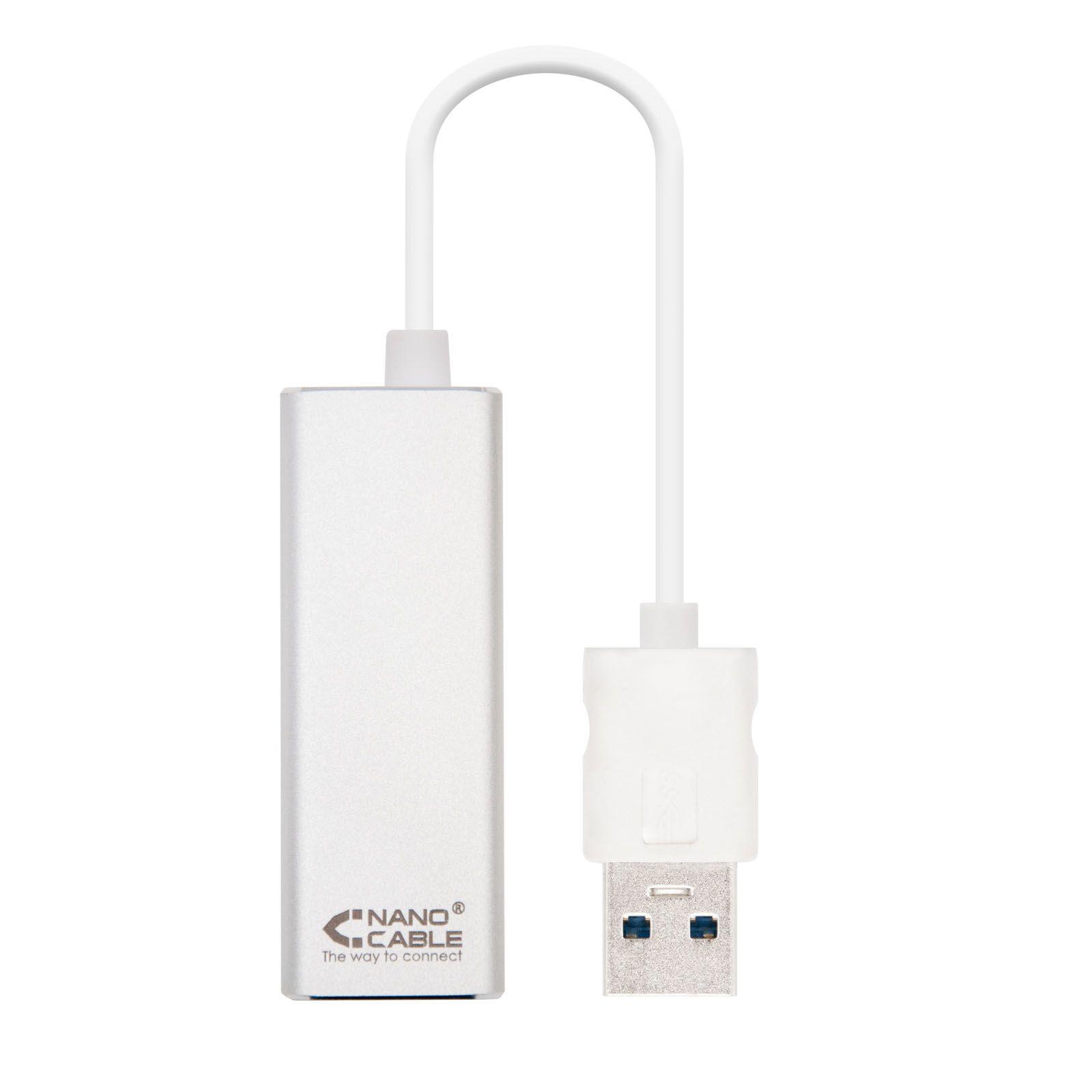 Conversor USB para Ethernet NANOCABLE 10.03.0401 (15 cm - RJ-45 - USB 3.0 - Prateado)