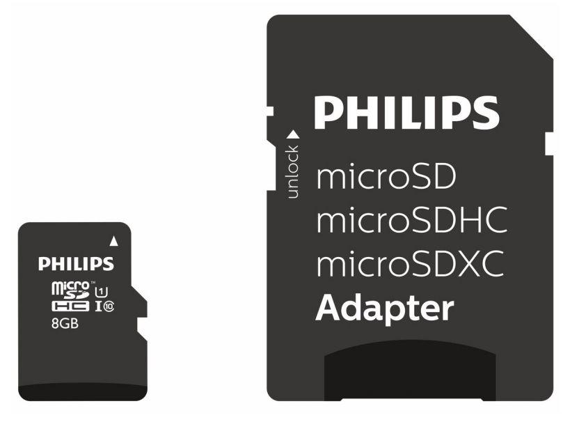 Cartão de Memória PHILIPS FM08MP45B/00 (8GB - Classe 10 - 80 MB/s - Preto/Branco)